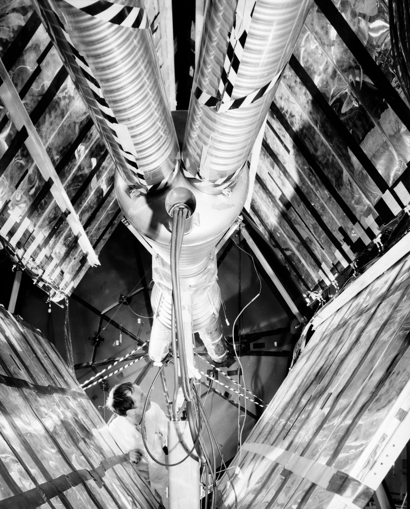 A 1973 photo of an intersection region of the Intersecting Storage Rings